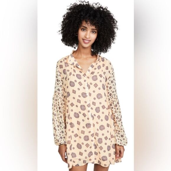 Free People Tops - New Free People Womens Mini
Dress Tunic Tea Combo Beige
Cream Sz Small